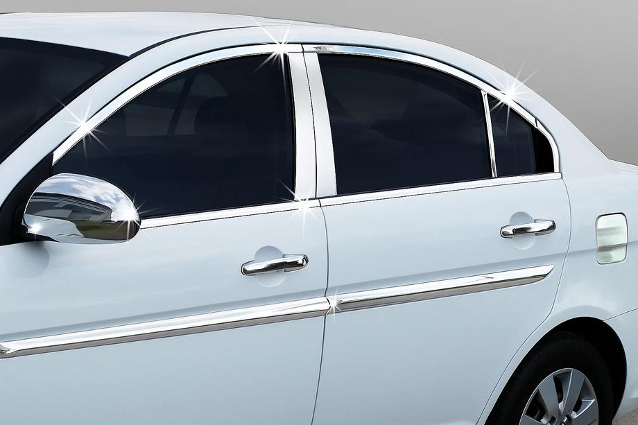Hyundai Accent 2006–2010 Pilna logu apmale (14 gab., nerūsējošais tērauds) Image
