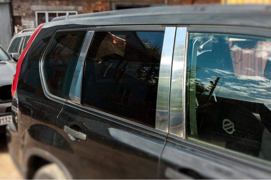 Nissan X-trail T31 2007–2014 Durvju statņu moldingi (8 gab., nerūsējošais tērauds) Foto 2