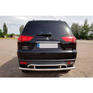 Aizmugures aizsargstienis AK002-2 (2 gab., nerūsējošais tērauds) Mitsubishi Pajero Sport 2008–2015 foto 4