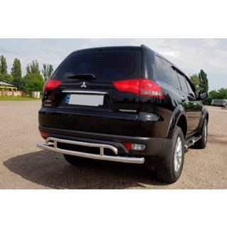 Aizmugures aizsargstienis AK002-2 (2 gab., nerūsējošais tērauds) Mitsubishi Pajero Sport 2008–2015 foto 3