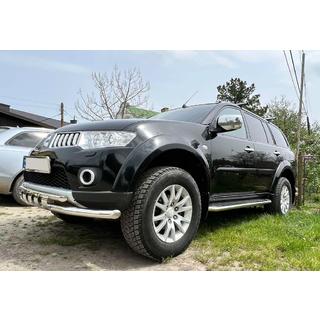 Priekšējais aizsargs ST015 (nerūsējošais tērauds) Mitsubishi Pajero Sport 2008–2015 foto 2