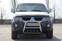 Mitsubishi Pajero Sport 1996–2007 Priekšējais aizsargstienis (bullbar) QT006 (nerūsējošais tērauds) foto 2