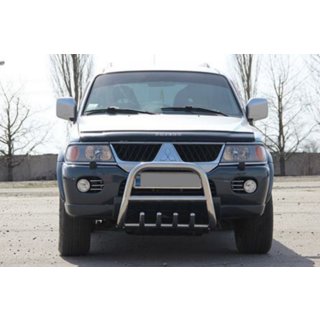 Priekšējais aizsargstienis (bullbar) QT006 (nerūsējošais tērauds) Mitsubishi Pajero Sport 1996–2007 foto 2