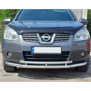 Priekšējais dubultais aizsargstienis ST014 (nerūsējošais tērauds) Nissan Qashqai 2007–2010 foto 1