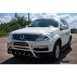 Priekšējais aizsargstienis (bull bar) WT004 (nerūsējošais tērauds) SsangYong Rexton I 2001–2017 foto 1