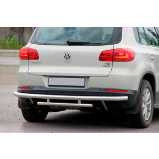 Aizmugurējais aizsargstienis AK002-2 (nerūsējošais tērauds) Volkswagen Tiguan 2007–2016 foto 2