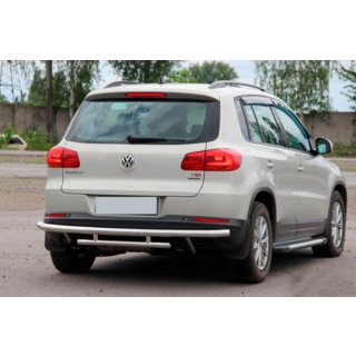 Aizmugurējais aizsargstienis AK002-2 (nerūsējošais tērauds) Volkswagen Tiguan 2007–2016 foto 4