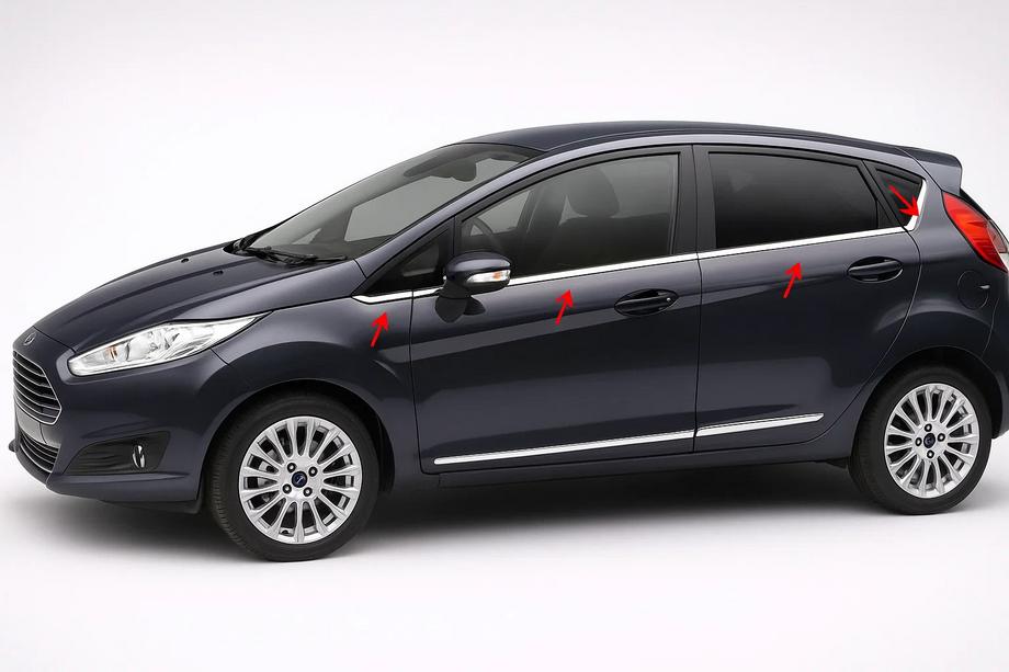 Ford Fiesta 2008–2017 Logu apdares līstes (8 gab., nerūsējošais tērauds) Image