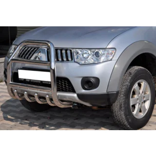 Priekšējais aizsargstienis QT007 (nerūsējošais tērauds) Mitsubishi Pajero Sport 2008–2015 foto 3