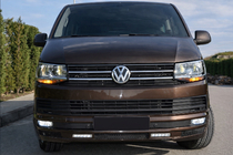 Volkswagen T6 2015–2024 Priekšējā bampera lūpa Sport 2-LED 2015-2018 (krāsošanai) foto 2