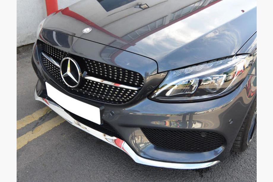 Mercedes C-class W205 2014–2021 Priekšējais režģis Diamond Silver (Avantgarde/AMG-Line/C43 AMG) 2014-2018, ar kameru Foto 16