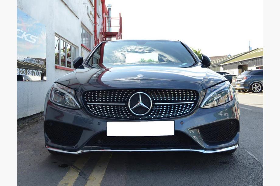 Mercedes C-class W205 2014–2021 Priekšējais režģis Diamond Silver (Avantgarde/AMG-Line/C43 AMG) 2014-2018, ar kameru Foto 19