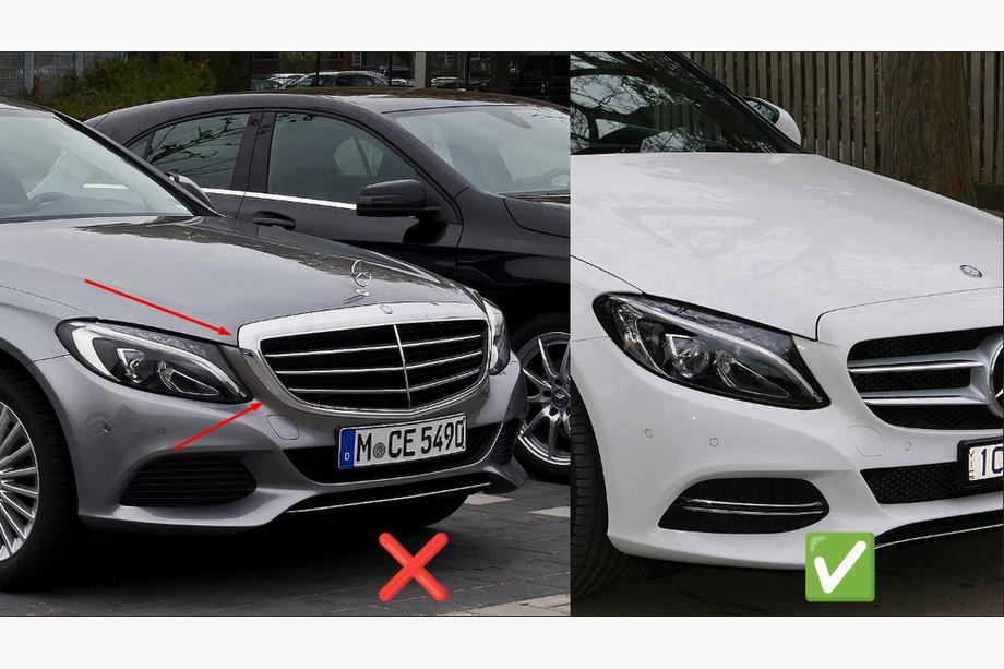 Mercedes C-class W205 2014–2021 Priekšējais režģis Diamond Silver (Avantgarde/AMG-Line/C43 AMG) 2014-2018, ar kameru Foto 6