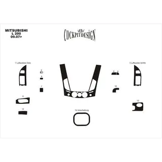 Paneļa uzlikas (13 detaļas) Mitsubishi L200 2006–2015 foto 4