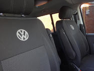 Volkswagen T5 Caravelle 2004–2010 Auto sēdekļu pārvalki (ekoāda un audums, Premium) Pilns salons + priekšējie sēdekļi (1+1) foto 12