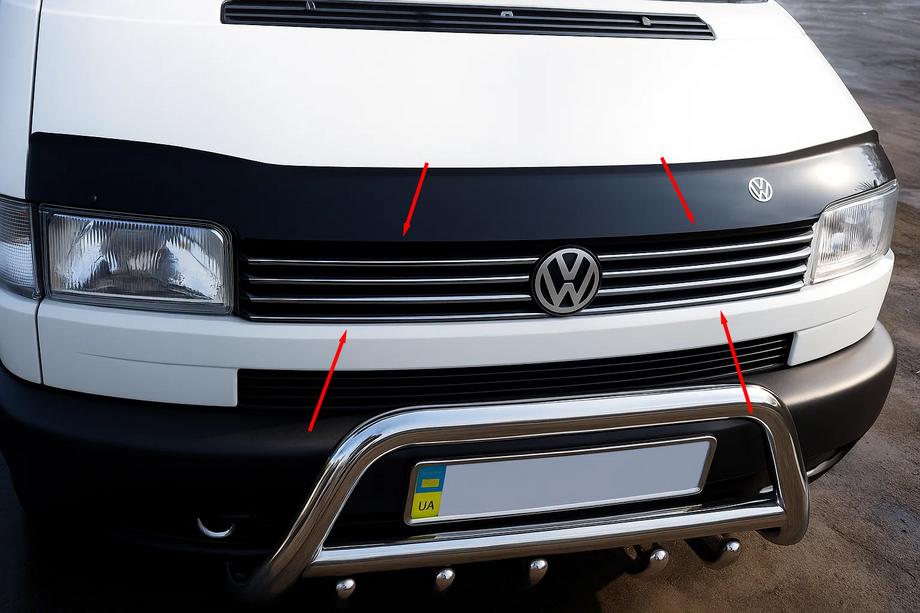 Volkswagen T4 Caravelle/Multivan 1990–2003 Restes uzlikas taisnam motora pārsegam (8 gab., nerūsējošais tērauds) Image