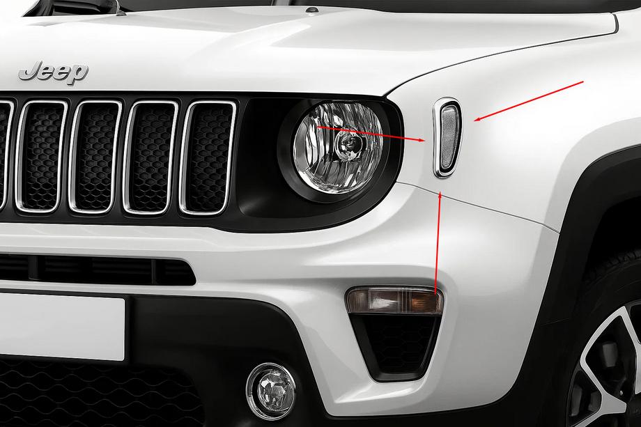 Jeep Renegade 2014– Hroma uzlikas sānu pagrieziena atkārtotājiem (2 gab., nerūsējošais tērauds) Image