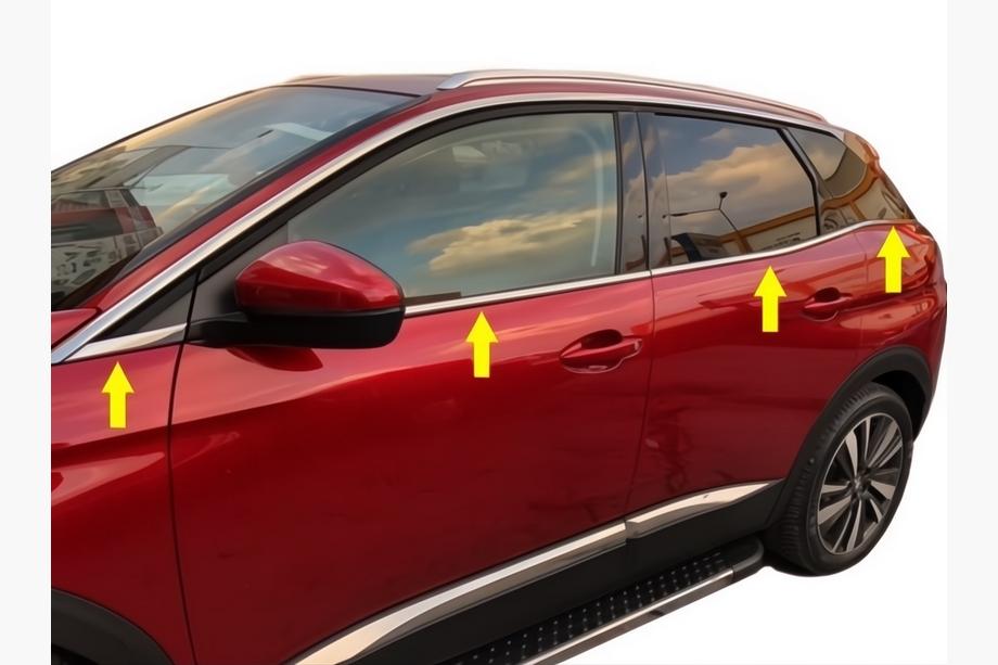Peugeot 3008 2016–2023 Apakšējās logu līstes (8 gab., nerūsējošais tērauds) Carmos - turku teras Image