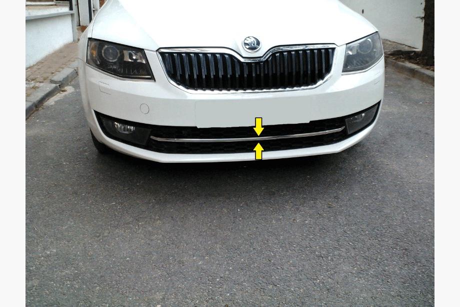 Skoda Octavia III A7 2013–2019 Priekšējā bufera aizsarguzlika 13-17 (nerūsējošais tērauds) Image
