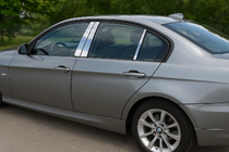BMW 3. sērija E90/E91 2005–2011 Durvju statņu uzlikas (nerūsējošais tērauds) foto 1