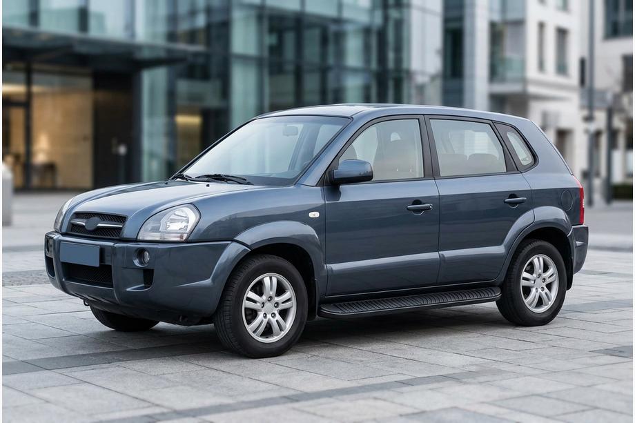 Hyundai Tucson JM 2004– Sānu sliekšņi Tayga Black (2 gab., alumīnijs) Image