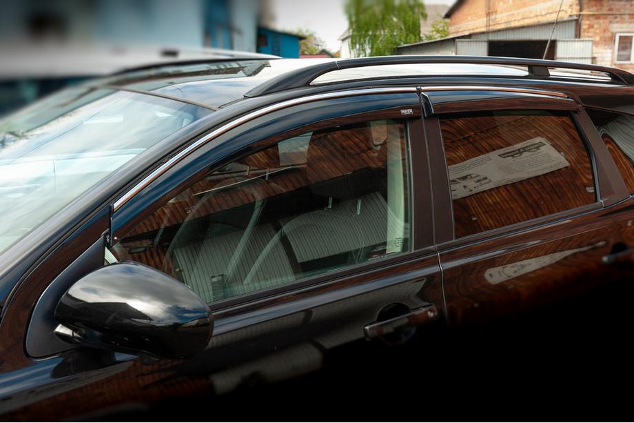 Nissan Qashqai 2007–2010 Logu vēja deflektori ar hromētu līsti (4 gab., Niken) Image
