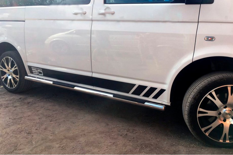 Volkswagen T6 2015–2024 Sānu aizsargcaurules (2 gab., nerūsējošais tērauds) 70 mm, garā riteņu bāze Foto 3
