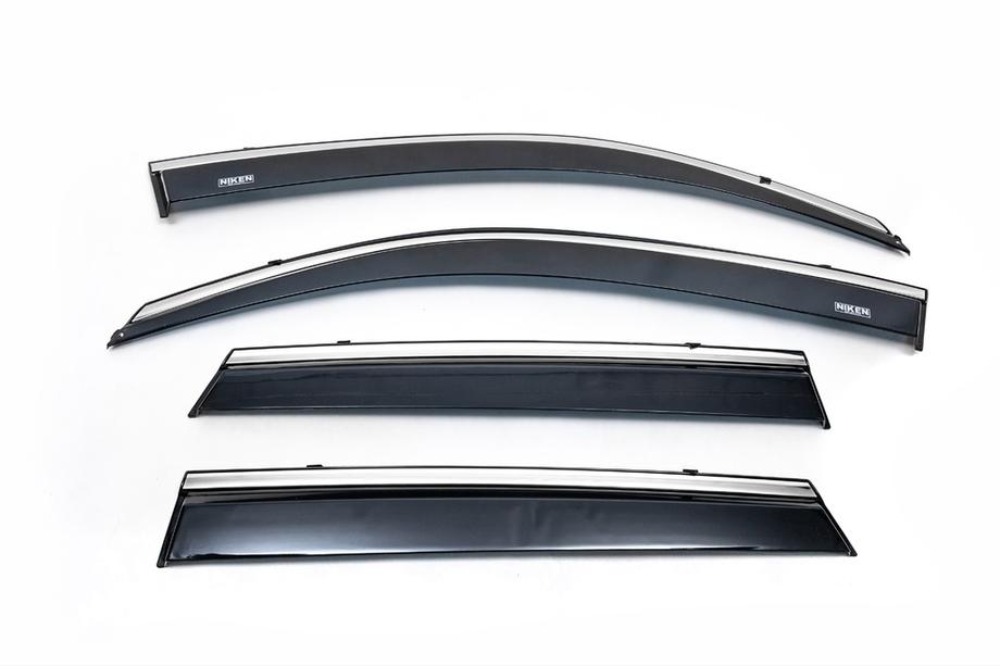 Skoda Rapid 2012–2019 Logu vēja deflektori ar hromētu moldingu SD (4 gab., Niken) Foto 8