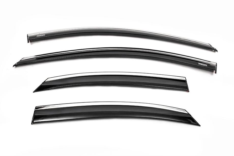 Ford Focus II 2008–2011 Logu vēja deflektori ar hroma līsti SD/HB (4 gab., Niken) Image