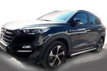Hyundai Tucson TL 2016–2021 Sānu aizsargcaurules (2 gab., nerūsējošais tērauds) foto 1