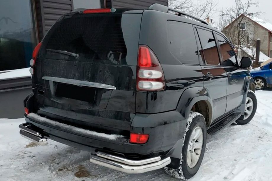 Toyota Land Cruiser Prado 120 2002–2009 Aizmugurējie dubultie stūra aizsargstieņi AK003-2 (2 gab., nerūsējošais tērauds) Image