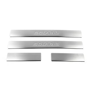Durvju sliekšņu uzlikas OmsaLine Solaris (4 gab., nerūsējošais tērauds) Hyundai Accent 2011–2017 foto 2