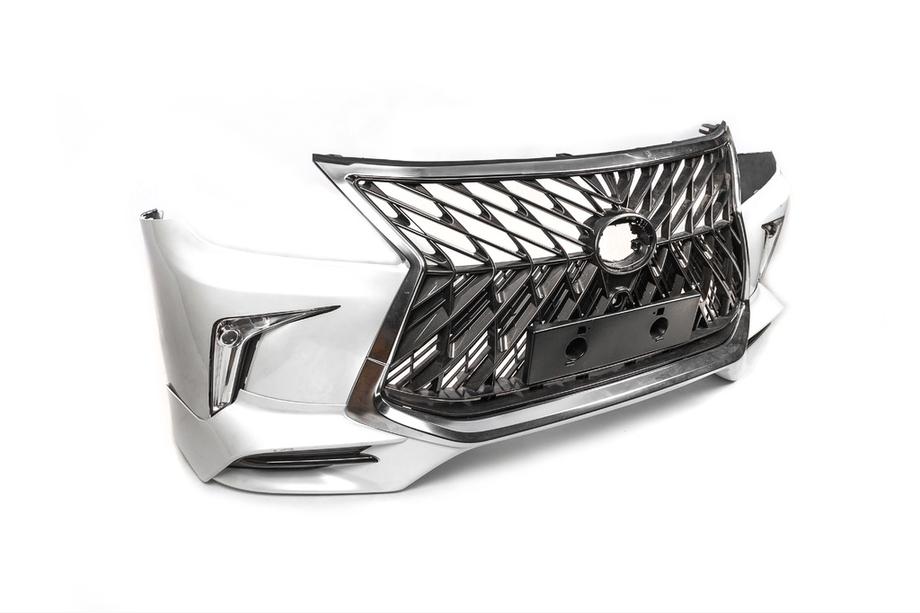 Lexus LX570/450d 2008–2022 Priekšējais bamperis 2008-2015 facelift stilā (krāsošanai) Melns Foto 5