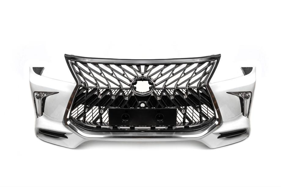 Lexus LX570/450d 2008–2022 Priekšējais bamperis 2008-2015 facelift stilā (krāsošanai) Melns Foto 3