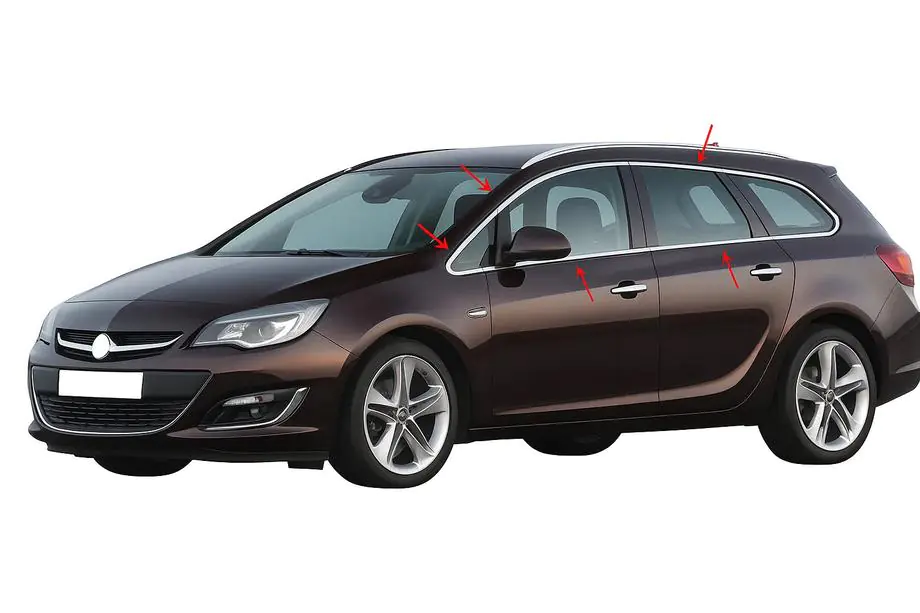 Opel Astra J 2009–2015 Pilns logu apmaļu komplekts (Sport Tourer, 12 gab., nerūsējošais tērauds) Foto 1