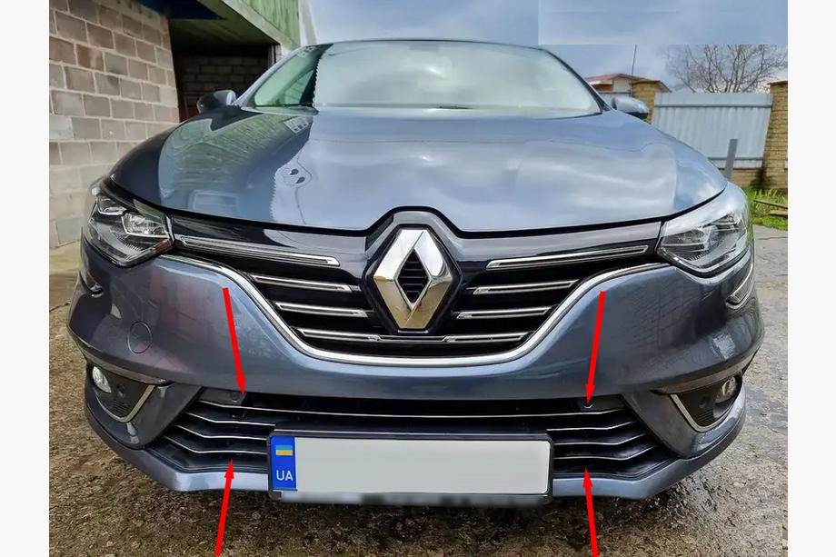 Renault Megane IV 2016–2025 Hromētas aizsarguzlikas bamperim 2016-2021 (7 gab., nerūsējošais tērauds) Image