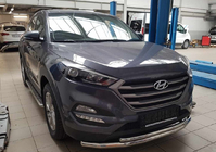 Hyundai Tucson TL 2016–2021 Priekšējais aizsargstienis ST014 (nerūsējošais tērauds) Ø60/42 mm foto 2