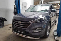 Hyundai Tucson TL 2016–2021 Priekšējais aizsargstienis ST014 (nerūsējošais tērauds) Ø60/42 mm foto 1