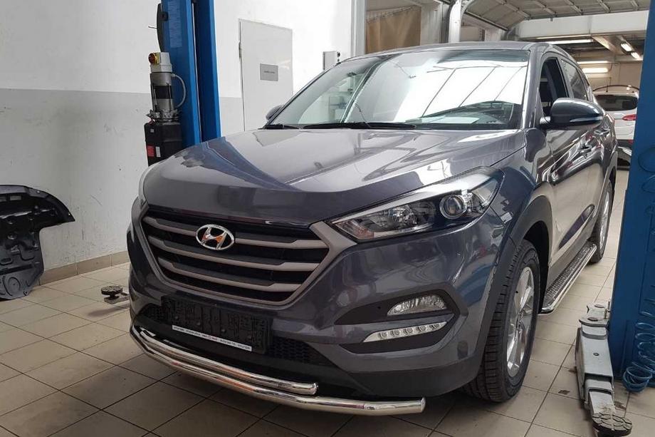 Hyundai Tucson TL 2016–2021 Priekšējais aizsargstienis ST014 (nerūsējošais tērauds) Ø60/42 mm Image
