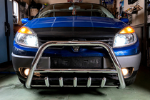 Renault Scenic/Grand 2003–2009 Priekšējais bullbar WT003 (nerūsējošais tērauds) foto 2