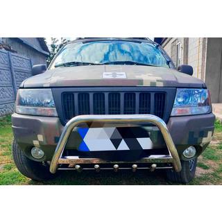 Priekšējais aizsargstienis (bull bar) WT004 (nerūsējošais tērauds) Jeep Grand Cherokee WJ 1999–2004 foto 2