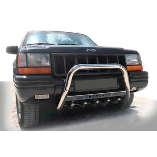 Priekšējais aizsargstienis (bull bar) WT004 (nerūsējošais tērauds) Jeep Grand Cherokee WJ 1999–2004 foto 1