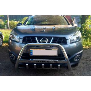 Priekšējais aizsargstienis (bull bar) WT004 (nerūsējošais tērauds) Nissan Qashqai 2010–2014 foto 1