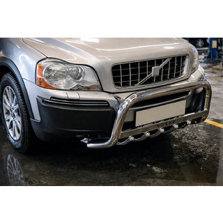Priekšējais aizsargstienis (bull bar) WT004 (nerūsējošais tērauds) Volvo XC90 2002–2014 foto 4