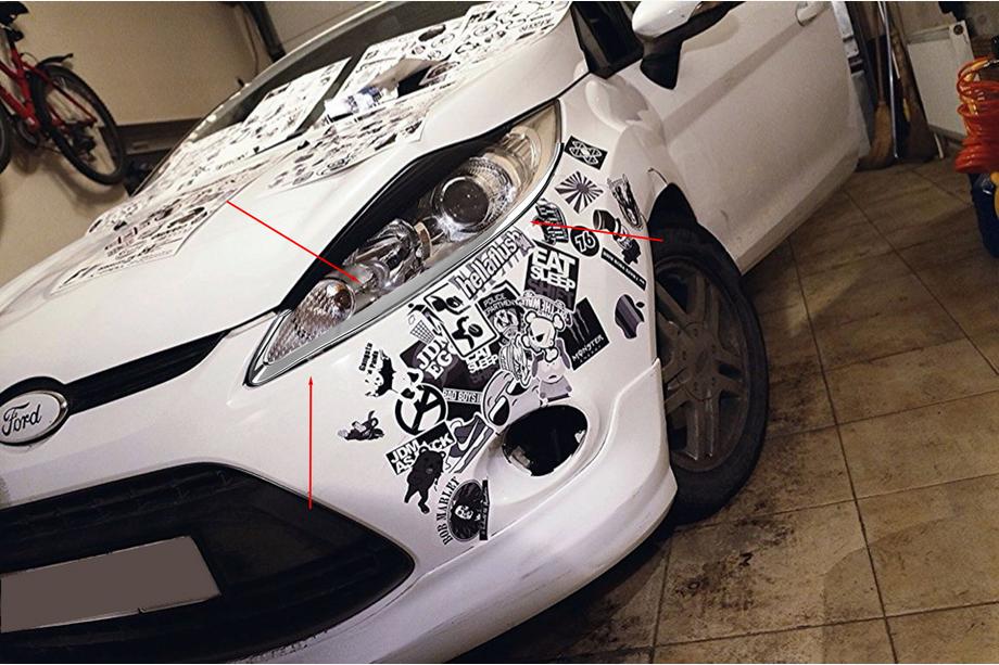 Ford Fiesta 2008–2017 Hromētas lukturu uzlikas (2 gab., plastmasa) Image