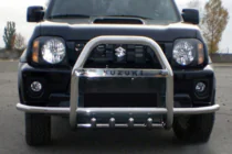 Suzuki Jimny 1998–2018 Priekšējais aizsargstienis QT007-Exclusive (ar uzrakstu, nerūsējošais tērauds) foto 5