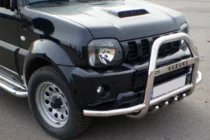 Suzuki Jimny 1998–2018 Priekšējais aizsargstienis QT007-Exclusive (ar uzrakstu, nerūsējošais tērauds) foto 4