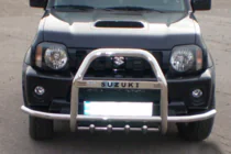 Suzuki Jimny 1998–2018 Priekšējais aizsargstienis QT007-Exclusive (ar uzrakstu, nerūsējošais tērauds) foto 1