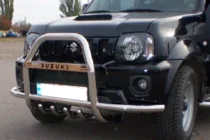 Suzuki Jimny 1998–2018 Priekšējais aizsargstienis QT007-Exclusive (ar uzrakstu, nerūsējošais tērauds) foto 3