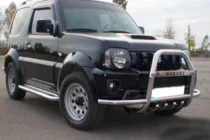 Suzuki Jimny 1998–2018 Priekšējais aizsargstienis QT007-Exclusive (ar uzrakstu, nerūsējošais tērauds) foto 2